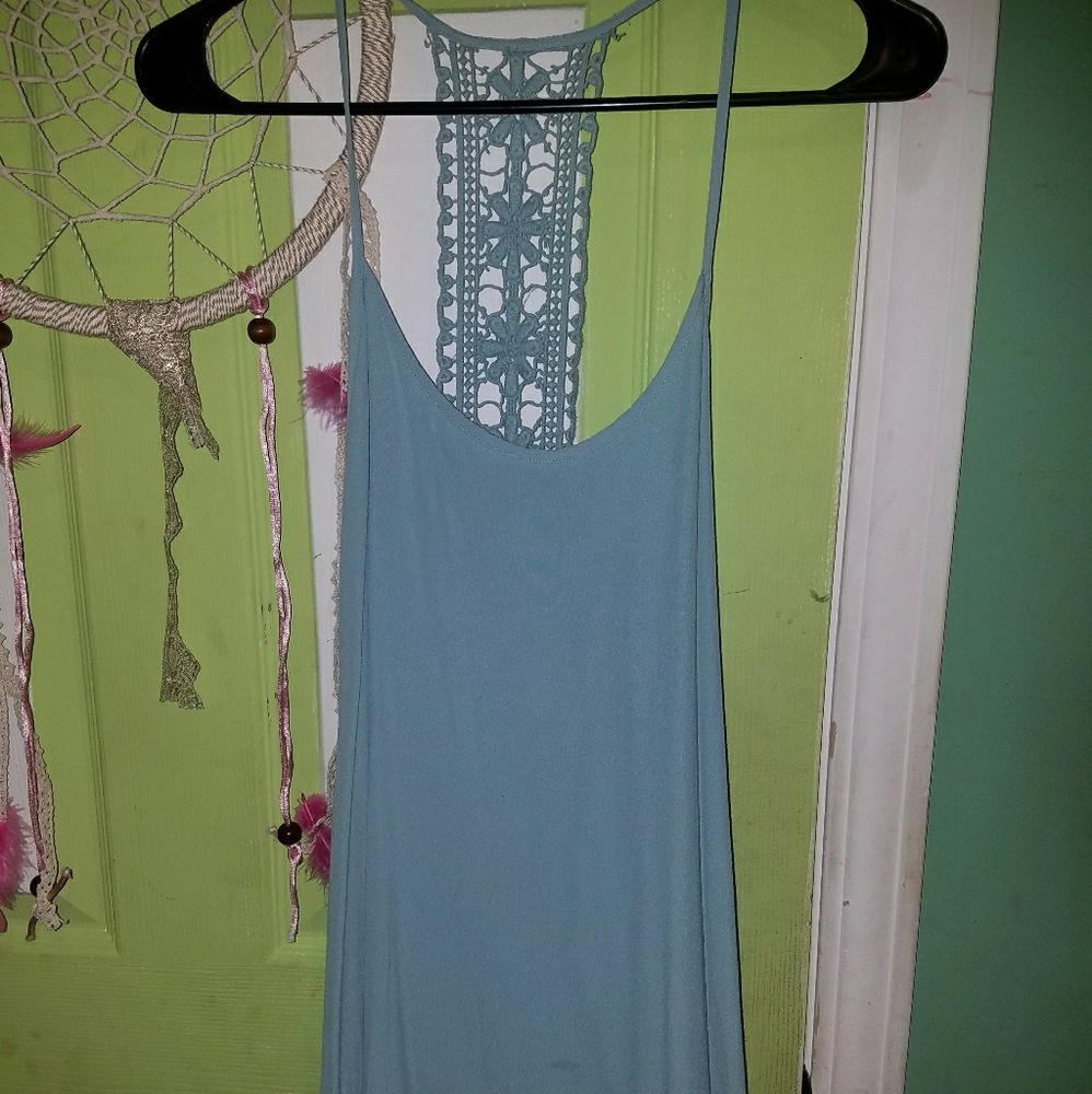 A teal blue dress